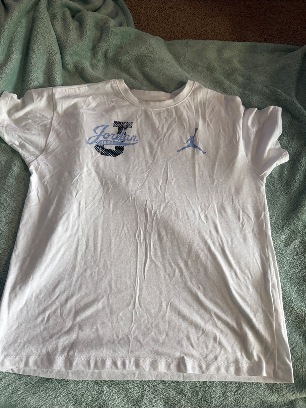 Jordan White Tee with Light Blue Logo Accents
